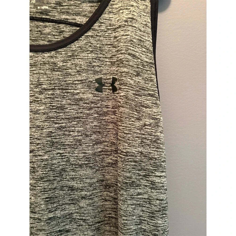 Under Armour HeatGear Tank Top Men's XL Black Gray Heather Athletic Gym - Picture 2 of 6